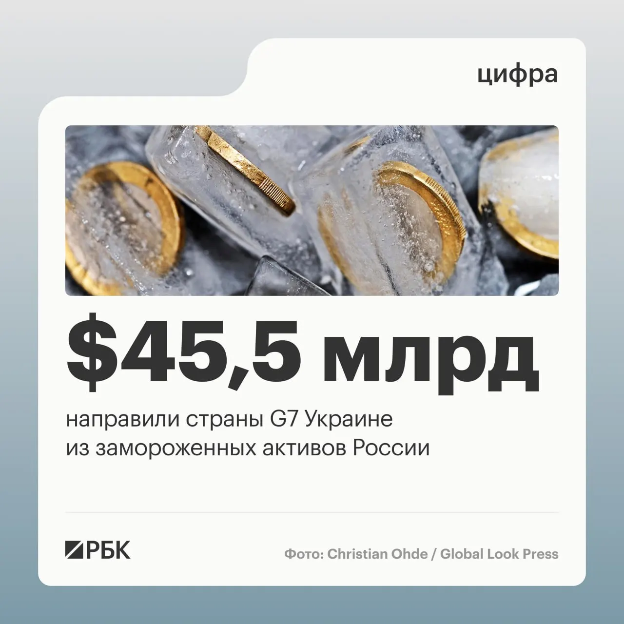 По данным Минфина Украины, страны G7 выделили свыше $45 млрд — большая часть поступила в 2025–2026 годах; объём суверенных российских активов оценивался около $300 млрд.