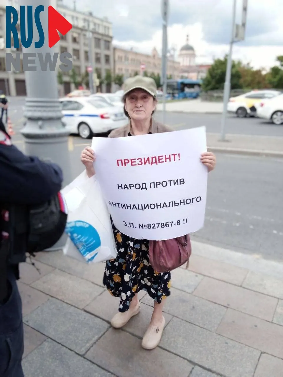 В центре Москвы полицейские задержали Наталью Шамину, которая проводила одиночный пикет против законопроекта о передаче регионам права исключать объекты культурного наследия из государственного реестра.