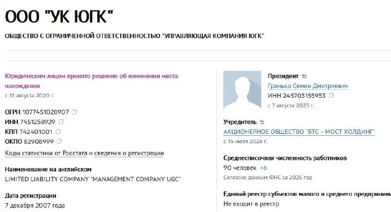 Управляющая компания одного из крупнейших золотодобытчиков России продана на аукционе: победителем стало АО «БТС‑Мост Холдинг», сумма сделки — 93,16 млрд рублей.