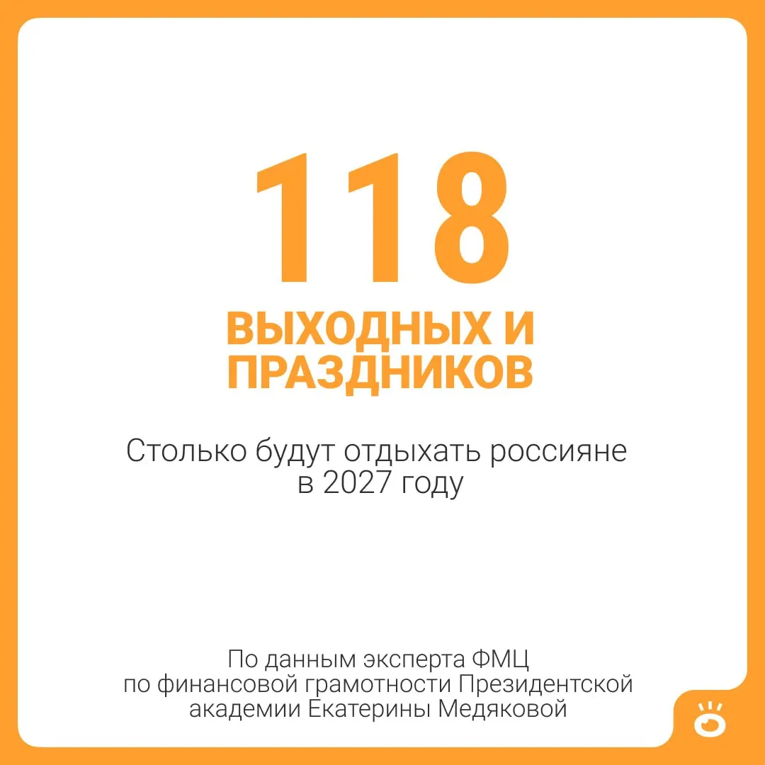 В 2027 году россиян ожидают 118 выходных и праздничных дней. Прибавьте к ним отпуск — и получится почти пять месяцев отдыха.